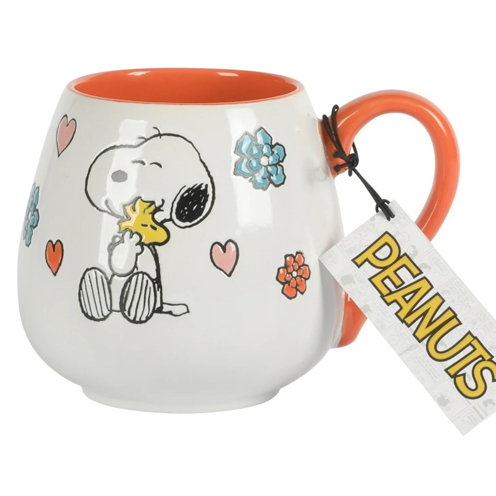 20oz Peanuts Snoopy & Woodstock White & Orange Ceramic Mug - Picture 2 of 5